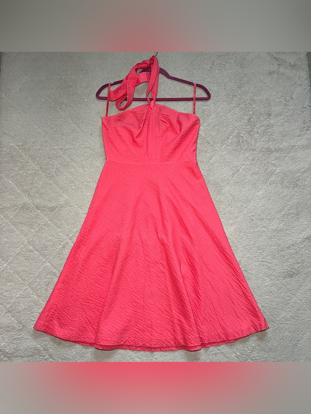 J. Crew Embossed Aubrey Halter Dress Cotton Preppy Y2K Chic Party Minimal Sz 4